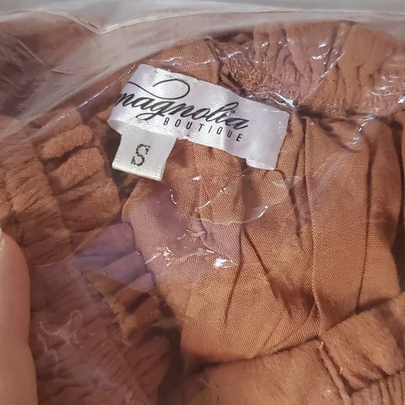 New! Off the shoulder button detail clay midi dress - Picture 8 of 10